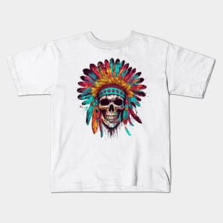 Native American Chief Skull #2 Kids T-Shirt